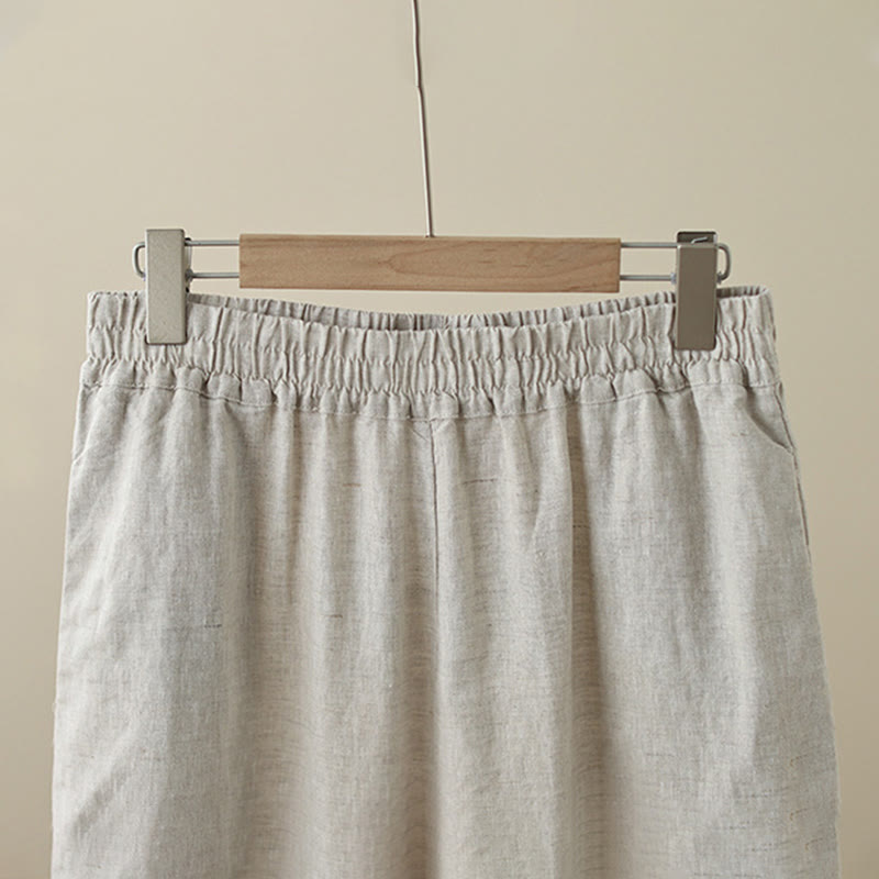 Pantaloni da donna in cotone a gamba larga con tasche, modello Buddha Stones Commute, modello retrò in pizzo semplice patchwork, lunghezza 7-8 - image 2