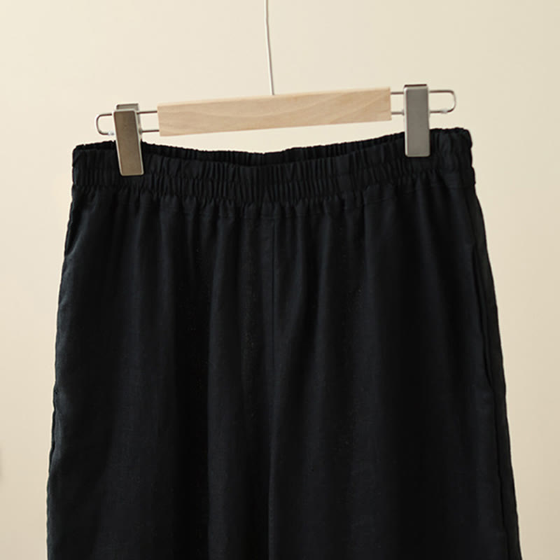 Pantaloni da donna in cotone a gamba larga con tasche, modello Buddha Stones Commute, modello retrò in pizzo semplice patchwork, lunghezza 7-8 - image 24