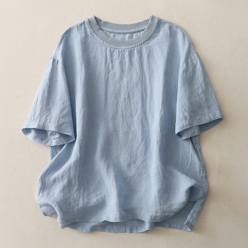 Maglietta da donna in poliestere a maniche corte con scollo rotondo e motivo Buddha Stones, semplice e con lavorazione a fili - AzzurroCielo Chiaro - US14, UK/AU18, EU46 (2XL) - image 0