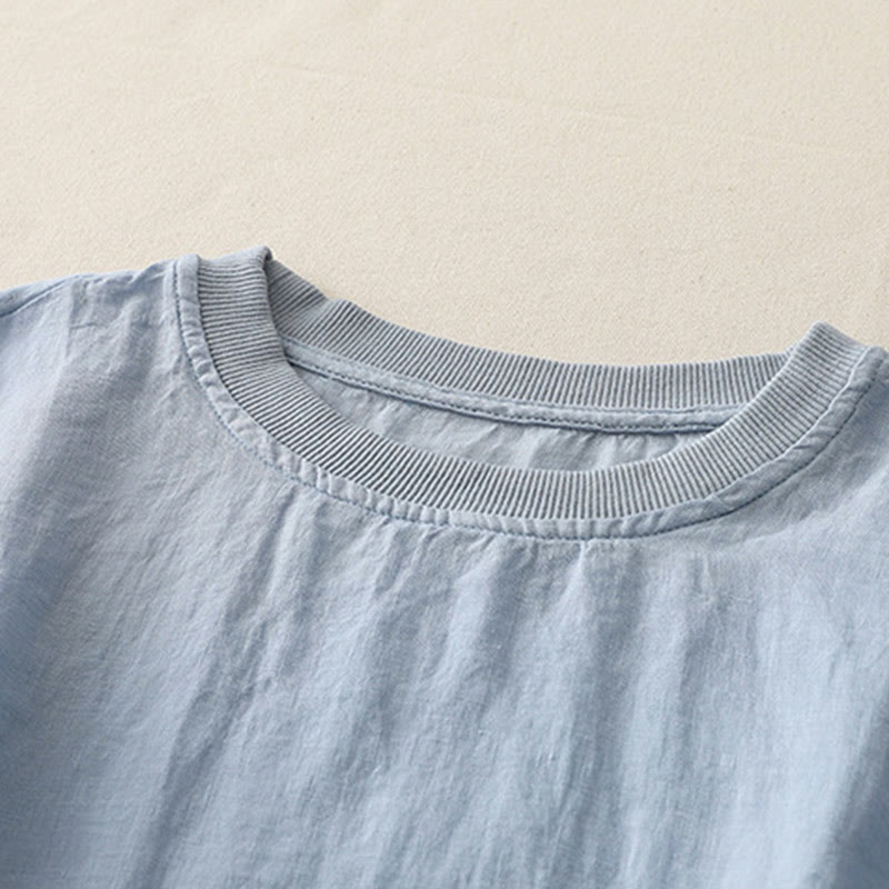 Maglietta da donna in poliestere a maniche corte con scollo rotondo e motivo Buddha Stones, semplice e con lavorazione a fili - image 1