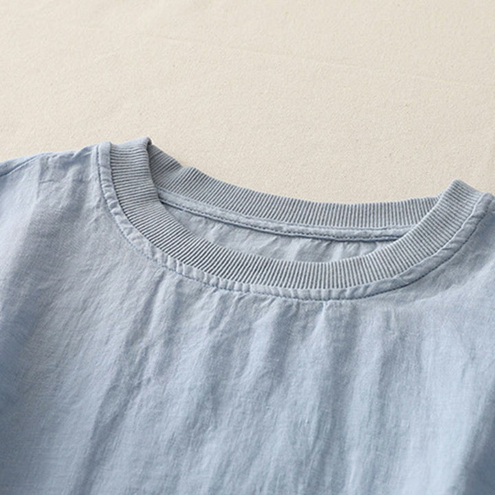 Maglietta da donna in poliestere a maniche corte con scollo rotondo e motivo Buddha Stones, semplice e con lavorazione a fili - image 1