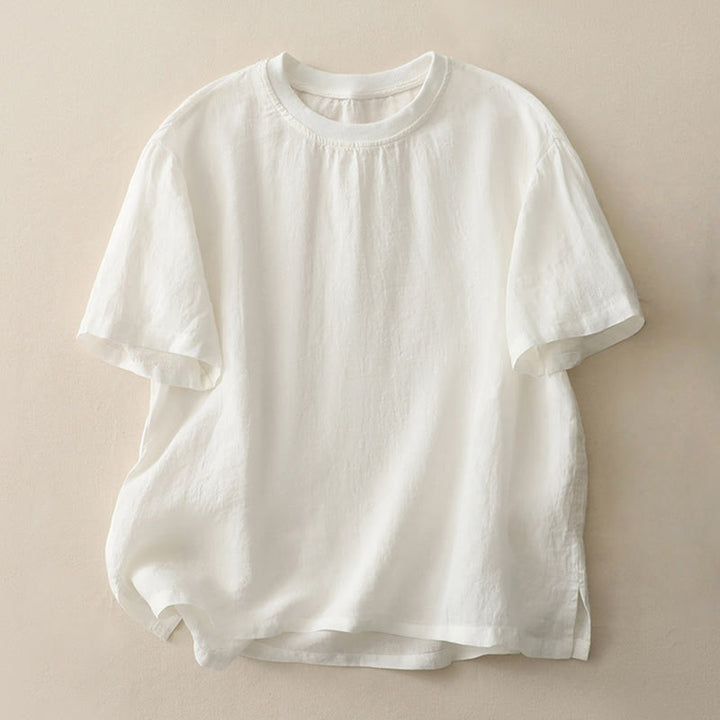 Maglietta da donna in poliestere a maniche corte con scollo rotondo e motivo Buddha Stones, semplice e con lavorazione a fili - Nevicare - US14, UK/AU18, EU46 (2XL) - image 4