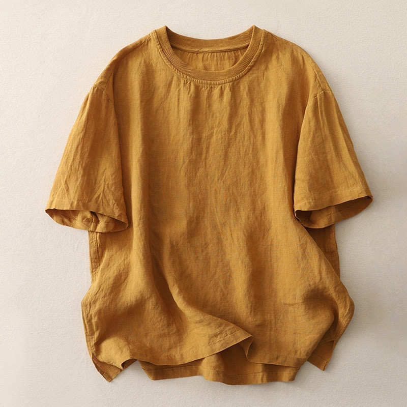 Maglietta da donna in poliestere a maniche corte con scollo rotondo e motivo Buddha Stones, semplice e con lavorazione a fili - Verga d'oro - US14, UK/AU18, EU46 (2XL) - image 12