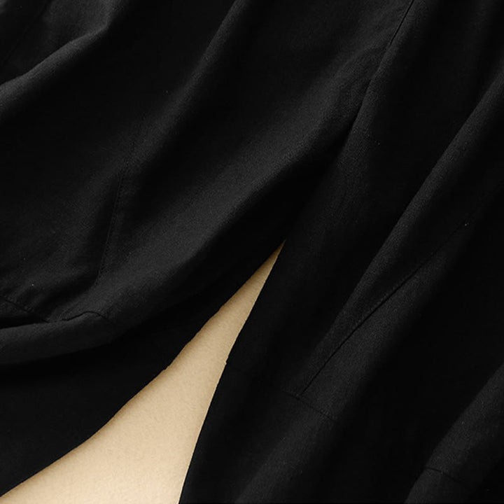 Pantaloni a gamba larga in cotone con tasche, Buddha Stones Commute Casual Pure Color da donna - image 8