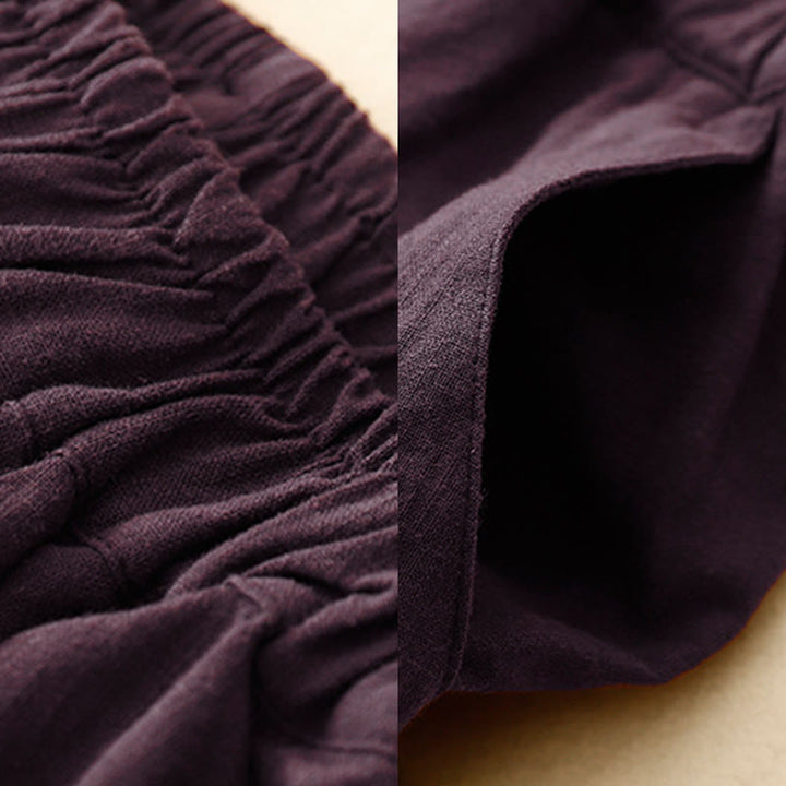 Pantaloni a gamba larga in cotone con tasche, Buddha Stones Commute Casual Pure Color da donna - image 16