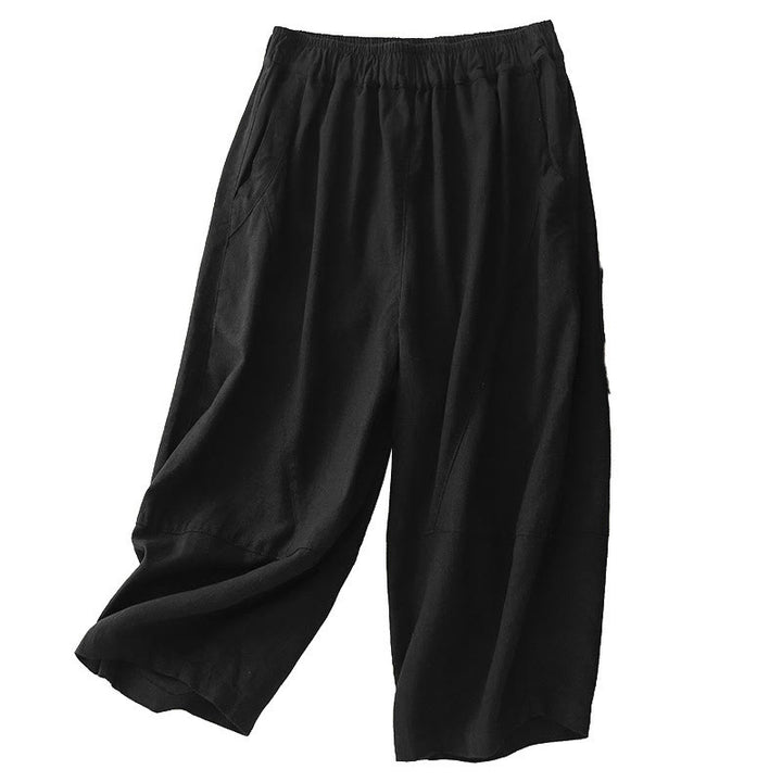 Pantaloni a gamba larga in cotone con tasche, Buddha Stones Commute Casual Pure Color da donna - image 11