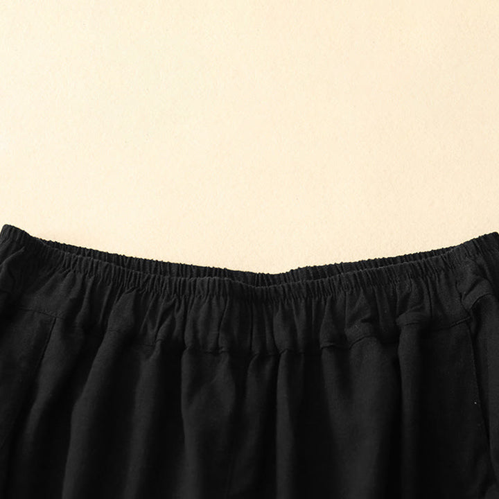 Pantaloni a gamba larga in cotone con tasche, Buddha Stones Commute Casual Pure Color da donna