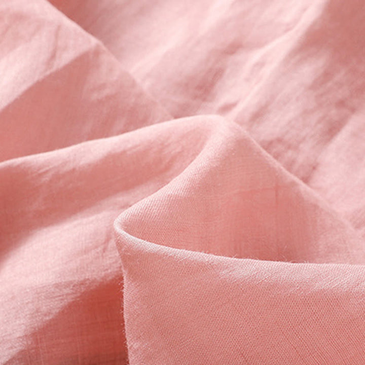 Camicia da donna in cotone e lino con maniche a tre quarti e ricamo Buddha Stones