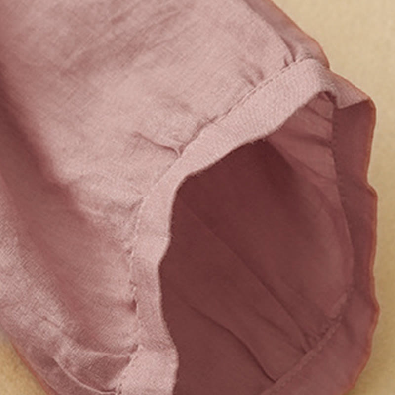 Camicia da donna in misto cotone con maniche a tre quarti e scollo rotondo con bottoni semplici e motivo Buddha Stones - image 7