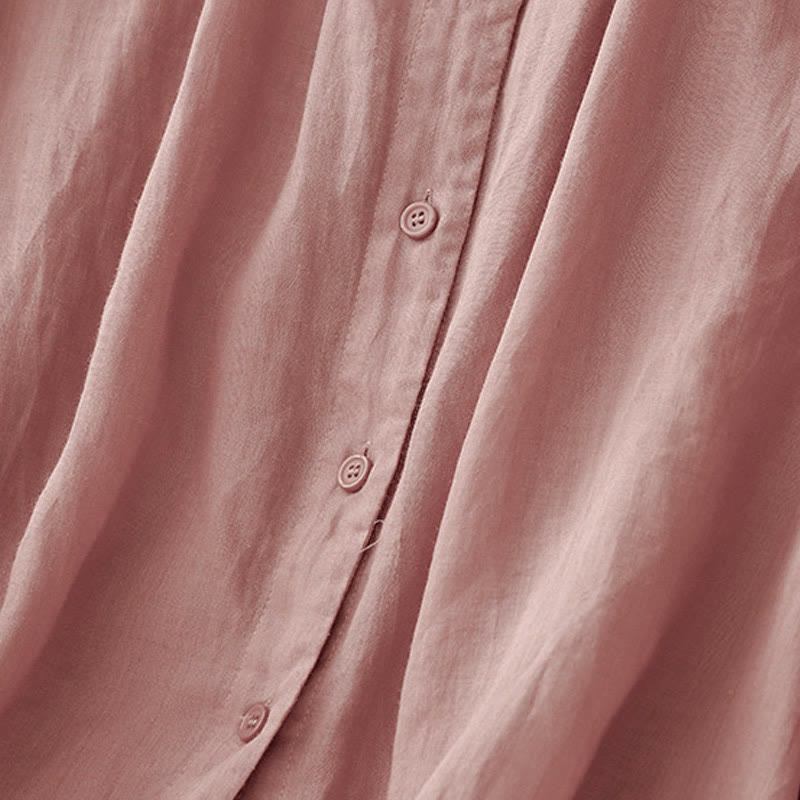 Camicia da donna con maniche a tre quarti e scollo rotondo con bottoni semplici e motivo Buddha Stones - image 11