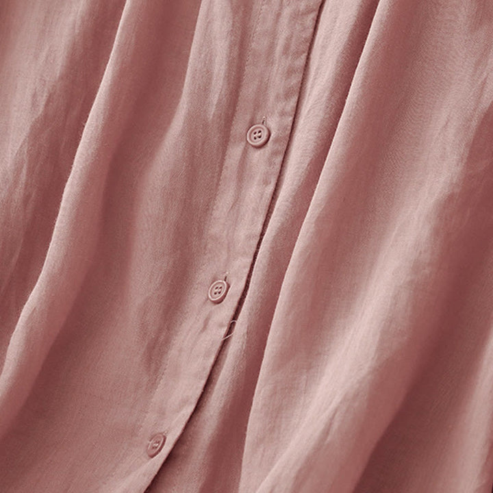 Camicia da donna con maniche a tre quarti e scollo rotondo con bottoni semplici e motivo Buddha Stones - image 11