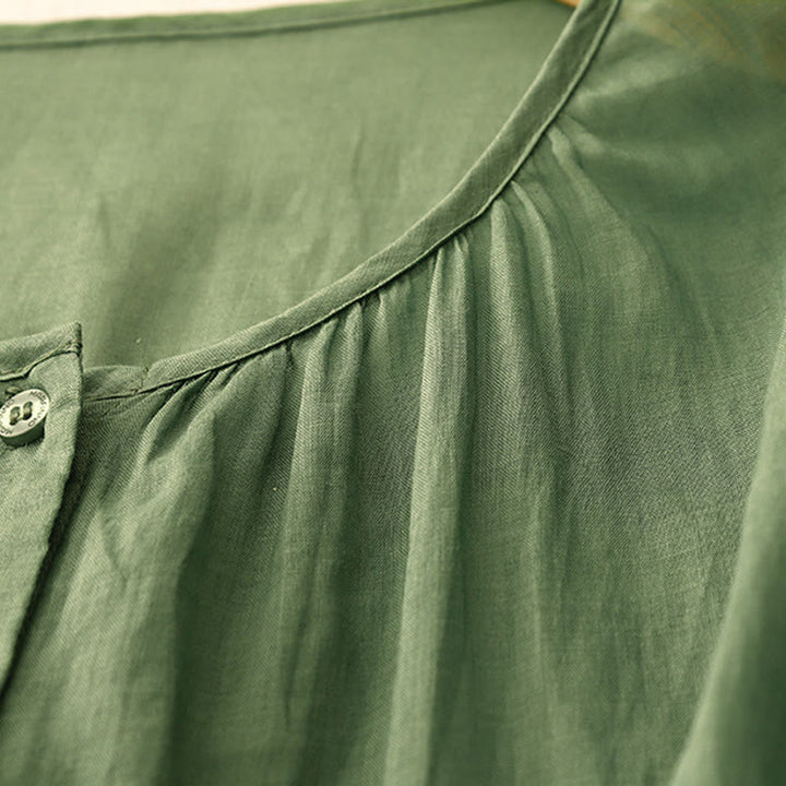 Camicia da donna con maniche a tre quarti e scollo rotondo con bottoni semplici e motivo Buddha Stones - image 25