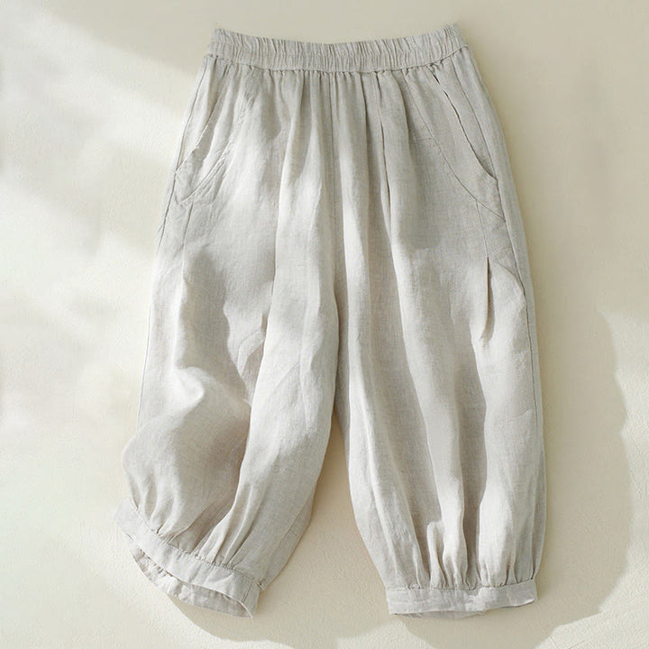 Pantaloni harem da donna in cotone e lino, con tasche, a vita alta , Buddha Stones Commute Pure Color - Biancheria - US8-10, UK/AU12-14, EU40-42 (2XL) - image 8