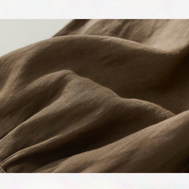 Pantaloni harem da donna a vita alta Buddha Stones Commute Pure Color con tasche - image 3