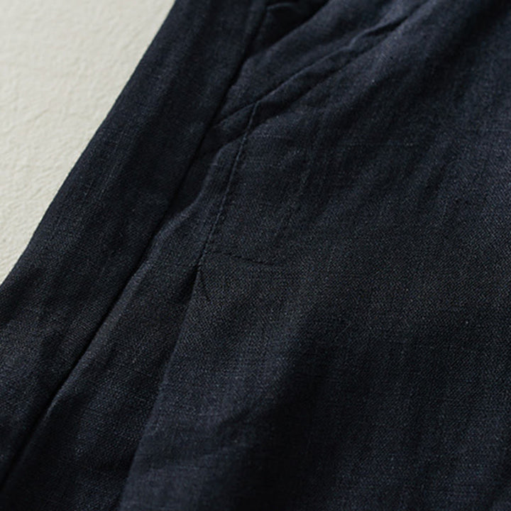 Pantaloni harem da donna in cotone e lino, con tasche, a vita alta , Buddha Stones Commute Pure Color - image 19