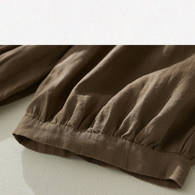 Pantaloni harem da donna a vita alta Buddha Stones Commute Pure Color con tasche - image 5