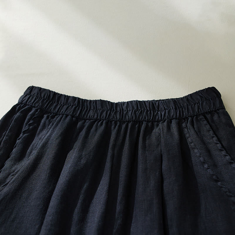 Pantaloni harem da donna a vita alta Buddha Stones Commute Pure Color con tasche - image 17