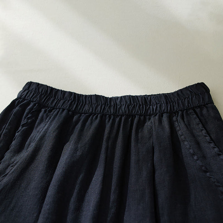 Pantaloni harem da donna a vita alta Buddha Stones Commute Pure Color con tasche - image 17