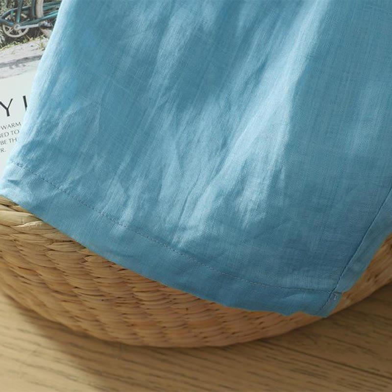 Pantaloni harem da donna in lino e cotone alla caviglia con tasche, modello Buddha Stones Commute, colore puro, design semplice - image 24