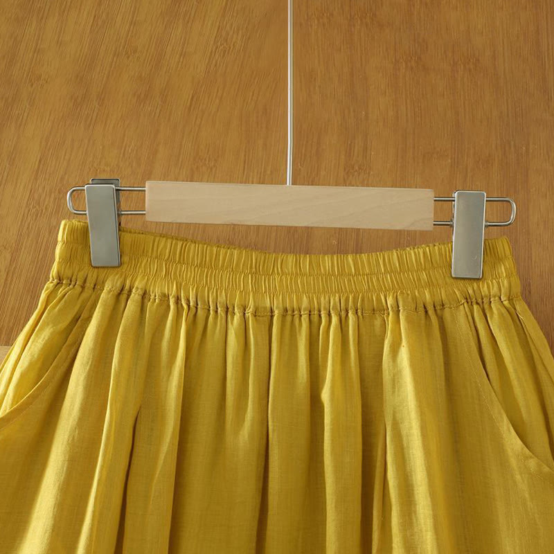 Pantaloni harem da donna in lino e cotone alla caviglia con tasche, modello Buddha Stones Commute, colore puro, design semplice