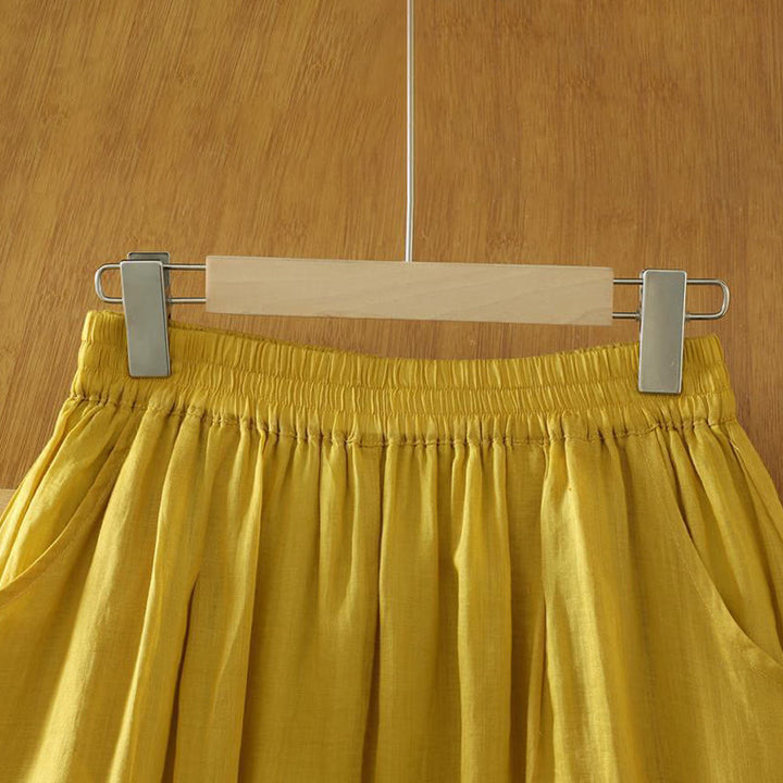 Pantaloni harem da donna in lino e cotone alla caviglia con tasche, modello Buddha Stones Commute, colore puro, design semplice