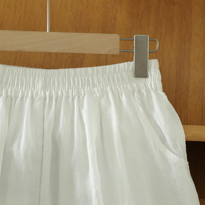 Pantaloni harem da donna in lino e cotone alla caviglia con tasche, modello Buddha Stones Commute, colore puro, design semplice - image 9