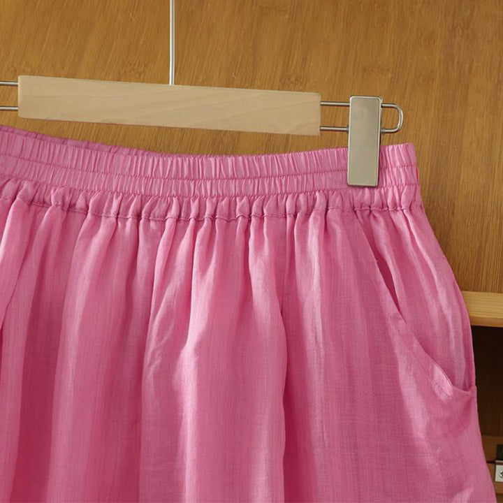 Pantaloni harem da donna in lino e cotone alla caviglia con tasche, modello Buddha Stones Commute, colore puro, design semplice