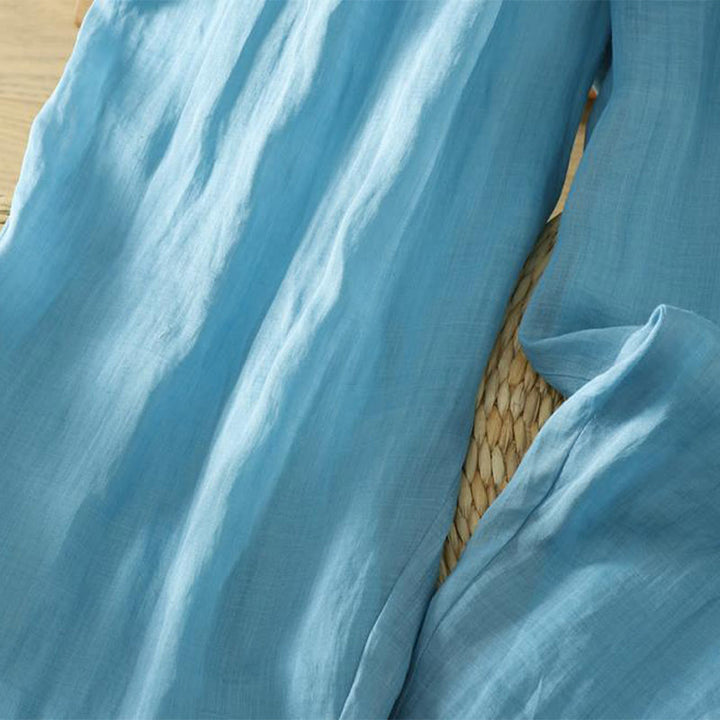 Pantaloni harem da donna in lino e cotone alla caviglia con tasche, modello Buddha Stones Commute, colore puro, design semplice