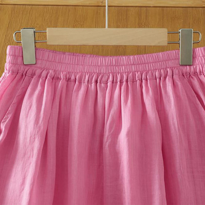 Pantaloni harem da donna in lino e cotone alla caviglia con tasche, modello Buddha Stones Commute, colore puro, design semplice
