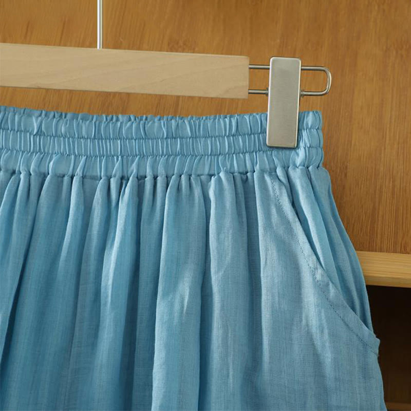 Pantaloni harem da donna in lino e cotone alla caviglia con tasche, modello Buddha Stones Commute, colore puro, design semplice