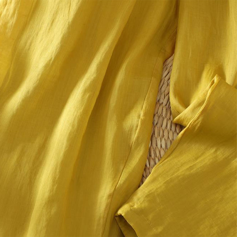 Pantaloni harem da donna in lino e cotone alla caviglia con tasche, modello Buddha Stones Commute, colore puro, design semplice