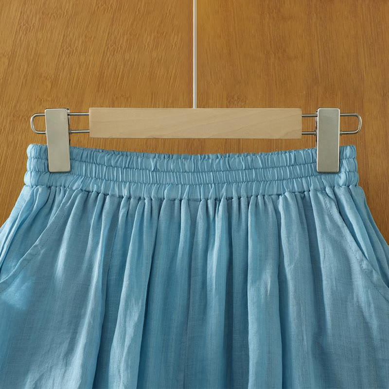 Pantaloni harem da donna in lino e cotone alla caviglia con tasche, modello Buddha Stones Commute, colore puro, design semplice