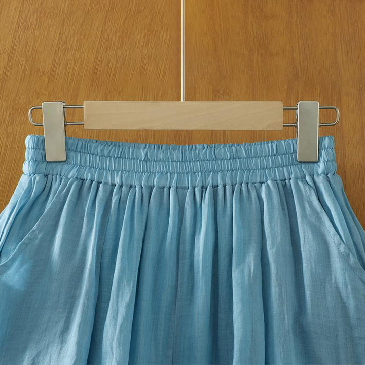 Pantaloni harem da donna in lino e cotone alla caviglia con tasche, modello Buddha Stones Commute, colore puro, design semplice - image 21