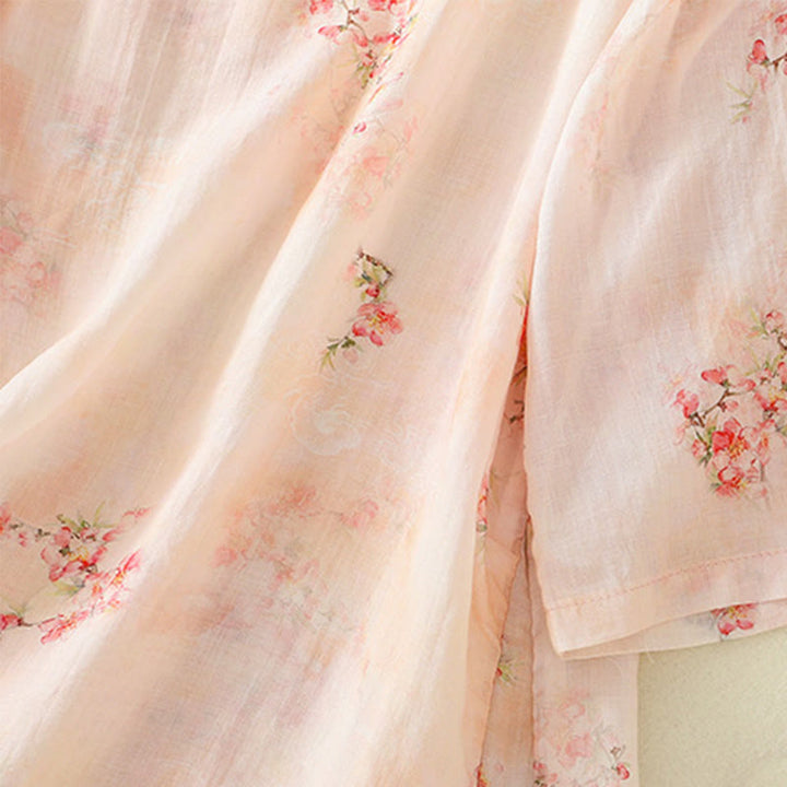 Camicia da donna in poliestere con maniche a tre quarti, stampata con Buddha Stones e bottoni a rana - image 16