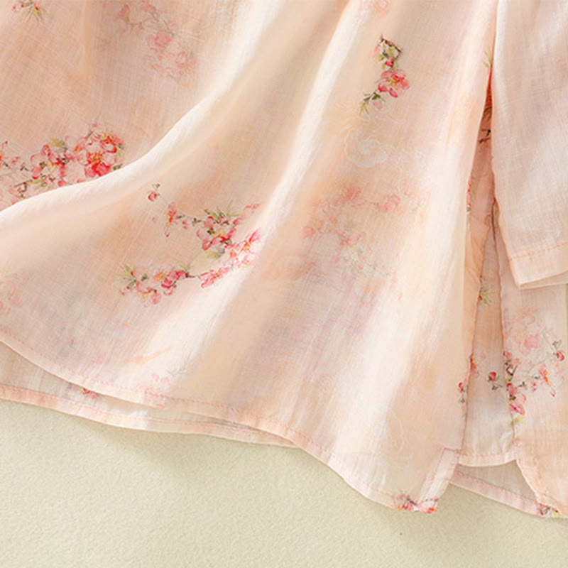 Camicia da donna in poliestere con maniche a tre quarti, stampata con Buddha Stones e bottoni a rana - image 15