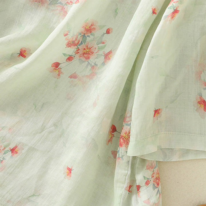 Camicia da donna in poliestere con maniche a tre quarti, stampata con Buddha Stones e bottoni a rana - image 22