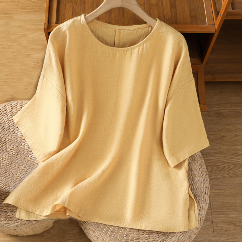 Maglietta da donna in cotone a maniche corte con scollo rotondo, casual ed estiva, motivo Buddha Stones - Cachi - US14, UK/AU18, EU46 (2XL) - image 8