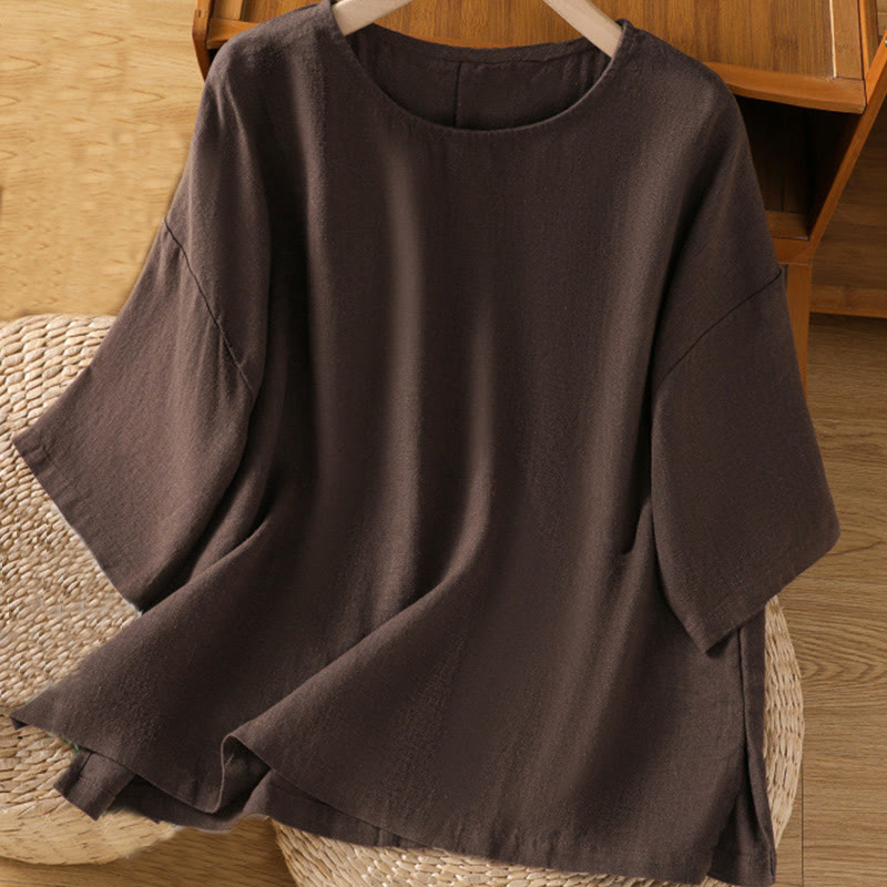 Maglietta da donna in cotone a maniche corte con scollo rotondo, casual ed estiva, motivo Buddha Stones - Marrone sella - US14, UK/AU18, EU46 (2XL) - image 14