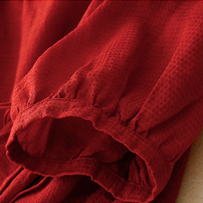 Camicia da donna in cotone e lino con maniche a tre quarti, con lacci e bottoni, motivo Buddha Stones - image 17