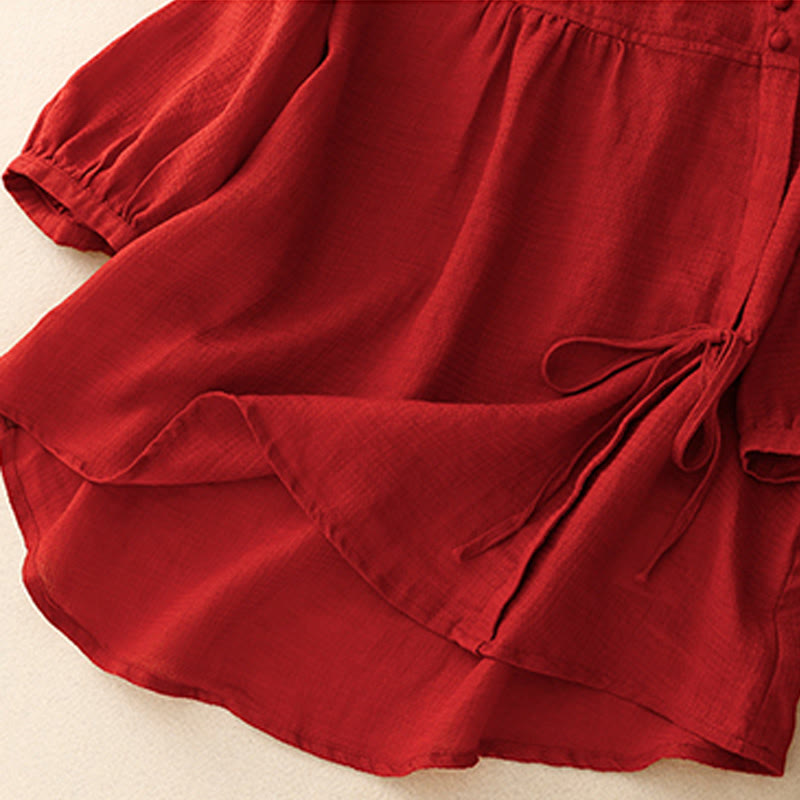 Camicia da donna a maniche a tre quarti con lacci e bottoni, motivo Buddha Stones. - image 16