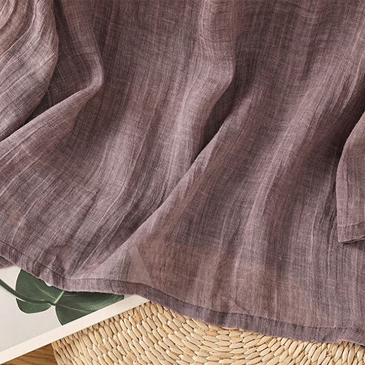 Maglietta da donna in cotone e lino con maniche a tre quarti, casual, estiva, stile Buddha Stones, girocollo e tinta unita - image 14