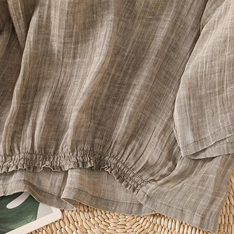 Maglietta da donna in cotone e lino con maniche a tre quarti, casual, estiva, stile Buddha Stones, girocollo e tinta unita - image 21