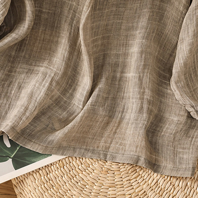 Maglietta da donna in cotone e lino con maniche a tre quarti, casual, estiva, stile Buddha Stones, girocollo e tinta unita - image 22