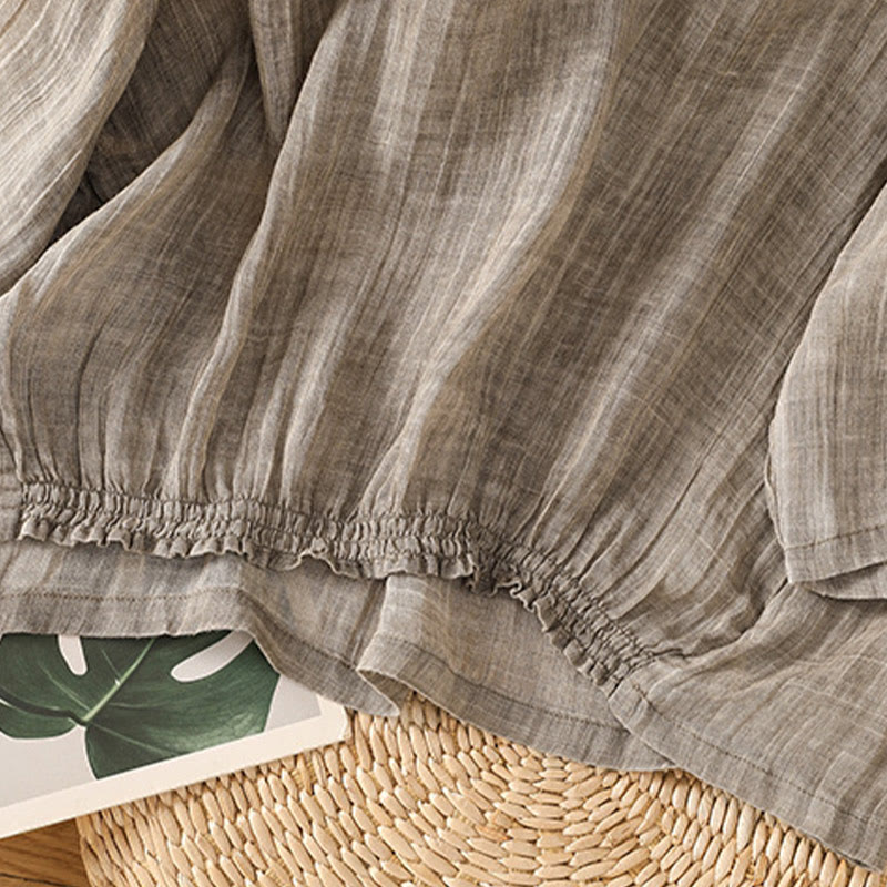 Maglietta da donna in cotone e lino con maniche a tre quarti, casual, estiva, stile Buddha Stones, girocollo e tinta unita - image 23