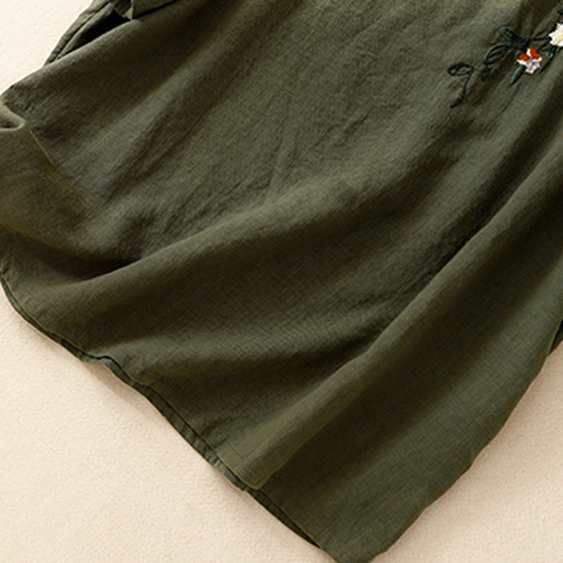 Maglietta da donna in cotone a maniche corte con scollo rotondo, casual ed estiva, con Buddha Stones e ricamo