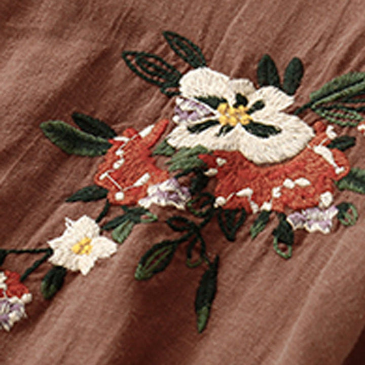 Maglietta da donna in cotone a maniche corte con scollo rotondo, casual ed estiva, con Buddha Stones e ricamo - image 25