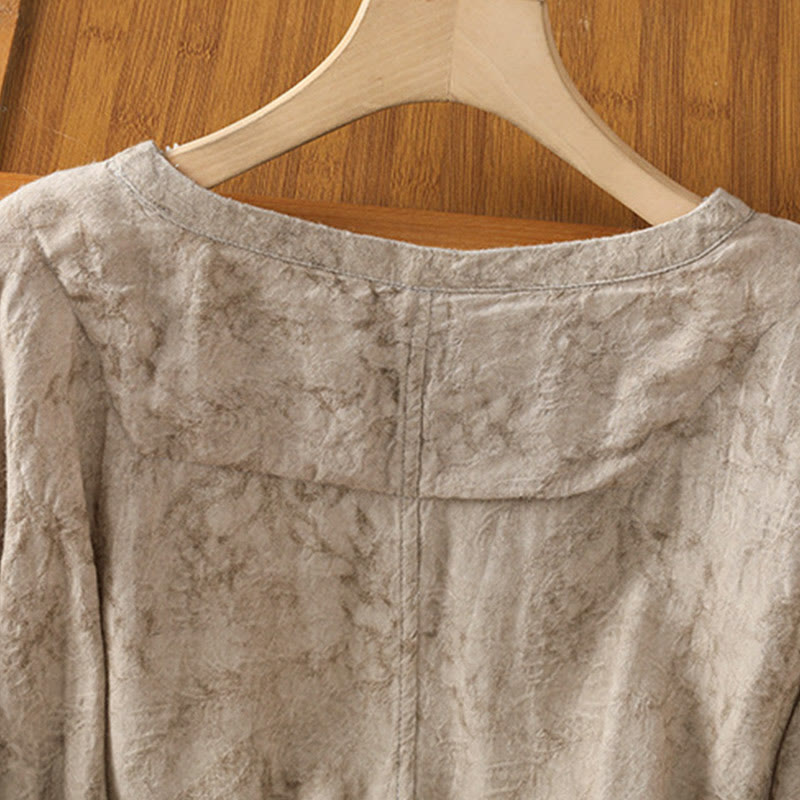 Abito midi in cotone e poliestere con maniche corte, stile casual retrò, a tinta unita, con scollo a giro e coulisse, Buddha Stones