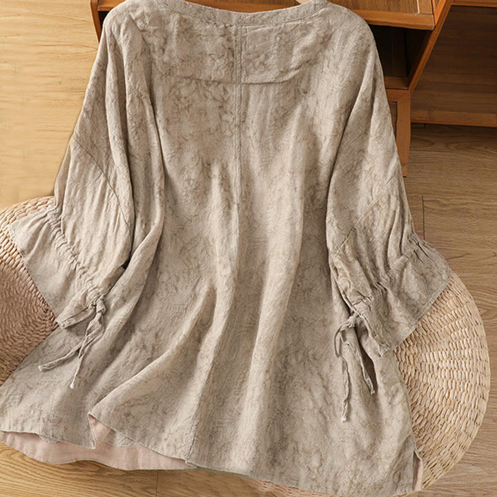 Abito midi in cotone e poliestere con maniche corte, stile casual retrò, a tinta unita, con scollo a giro e coulisse, Buddha Stones