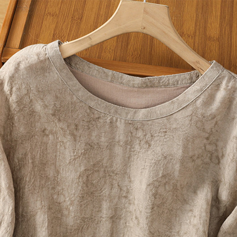 Abito midi in cotone e poliestere con maniche corte, stile casual retrò, a tinta unita, con scollo a giro e coulisse, Buddha Stones