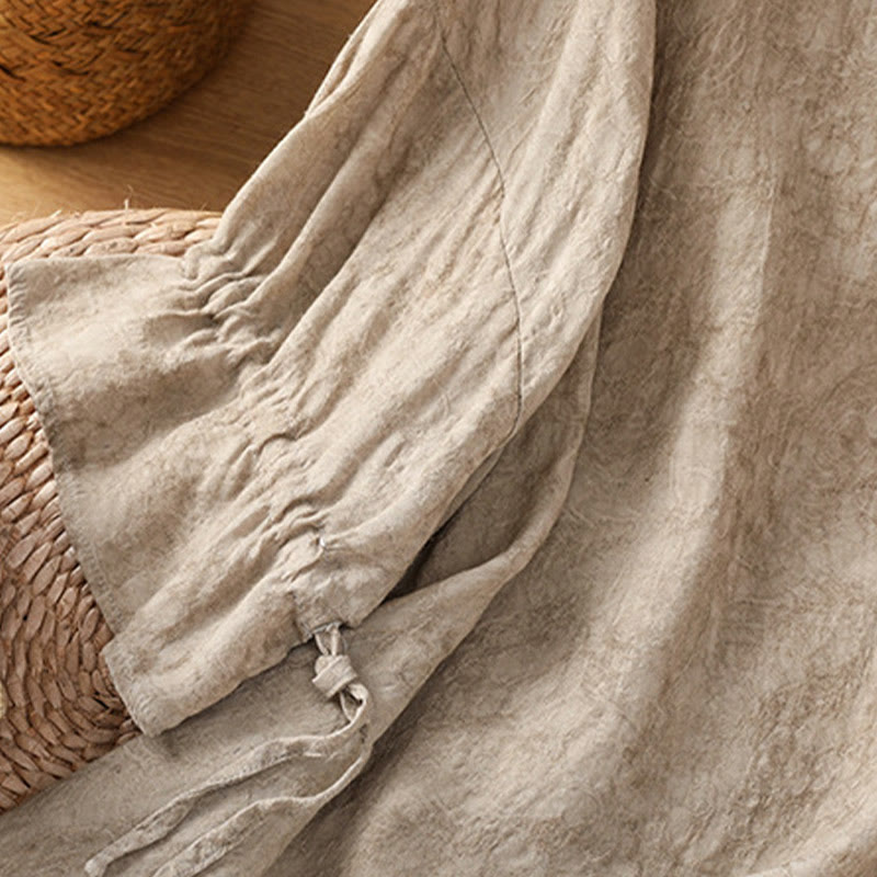 Abito midi in cotone e poliestere con maniche corte, stile casual retrò, a tinta unita, con scollo a giro e coulisse, Buddha Stones